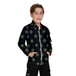 Polka Dots - Army Green on Black Wind Breaker (Kids)