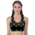 Polka Dots - Army Green on Black Women s Sports Bra