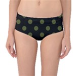 Polka Dots - Army Green on Black Mid-Waist Bikini Bottoms