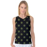 Polka Dots - Army Green on Black Women s Basketball Tank Top