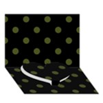 Polka Dots - Army Green on Black Heart Bottom 3D Greeting Card (7x5)