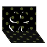 Polka Dots - Army Green on Black Clover 3D Greeting Card (7x5)