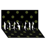 Polka Dots - Army Green on Black BEST SIS 3D Greeting Card (8x4)