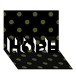 Polka Dots - Army Green on Black HOPE 3D Greeting Card (7x5)