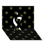 Polka Dots - Army Green on Black Ribbon 3D Greeting Card (7x5)