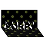 Polka Dots - Army Green on Black SORRY 3D Greeting Card (8x4)