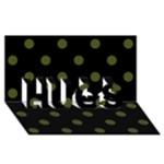 Polka Dots - Army Green on Black HUGS 3D Greeting Card (8x4)