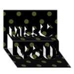 Polka Dots - Army Green on Black Miss You 3D Greeting Card (7x5)