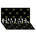 Polka Dots - Army Green on Black ENGAGED 3D Greeting Card (8x4)