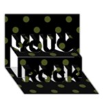 Polka Dots - Army Green on Black You Rock 3D Greeting Card (7x5)