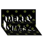 Polka Dots - Army Green on Black Merry Xmas 3D Greeting Card (8x4)