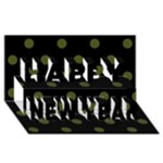 Polka Dots - Army Green on Black Happy New Year 3D Greeting Card (8x4)