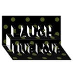 Polka Dots - Army Green on Black Laugh Live Love 3D Greeting Card (8x4)