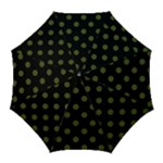 Polka Dots - Army Green on Black Golf Umbrella