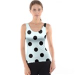 Polka Dots - Black on Bubbles Cyan Tank Top