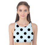 Polka Dots - Black on Bubbles Cyan Tank Bikini Top