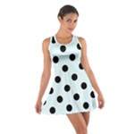 Polka Dots - Black on Bubbles Cyan Cotton Racerback Dress