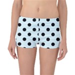 Polka Dots - Black on Bubbles Cyan Reversible Boyleg Bikini Bottoms