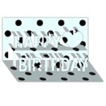 Polka Dots - Black on Bubbles Cyan Happy Birthday 3D Greeting Card (8x4)