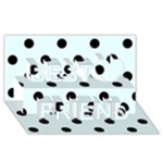 Polka Dots - Black on Bubbles Cyan Best Friends 3D Greeting Card (8x4)