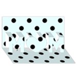 Polka Dots - Black on Bubbles Cyan MOM 3D Greeting Card (8x4)