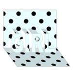 Polka Dots - Black on Bubbles Cyan GIRL 3D Greeting Card (7x5)