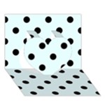 Polka Dots - Black on Bubbles Cyan Heart 3D Greeting Card (7x5)