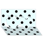 Polka Dots - Black on Bubbles Cyan Twin Hearts 3D Greeting Card (8x4)