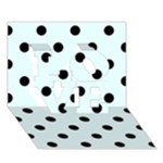 Polka Dots - Black on Bubbles Cyan LOVE 3D Greeting Card (7x5)