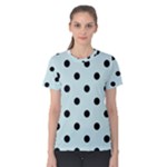 Polka Dots - Black on Light Cyan Women s Cotton Tee