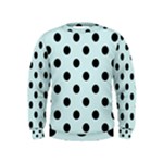 Polka Dots - Black on Light Cyan Kid s Sweatshirt