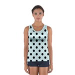 Polka Dots - Black on Light Cyan Women s Sport Tank Top