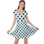 Polka Dots - Black on Light Cyan Cap Sleeve Dress