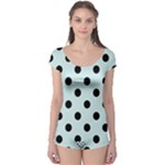 Polka Dots - Black on Light Cyan Boyleg Leotard (Ladies)