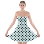 Polka Dots - Black on Light Cyan Strapless Bra Top Dress