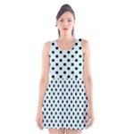 Polka Dots - Black on Light Cyan Scoop Neck Skater Dress