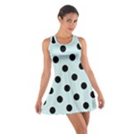 Polka Dots - Black on Light Cyan Cotton Racerback Dress