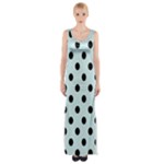 Polka Dots - Black on Light Cyan Maxi Thigh Split Dress