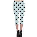 Polka Dots - Black on Light Cyan Capri Leggings