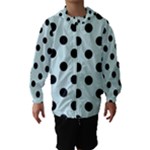 Polka Dots - Black on Light Cyan Hooded Wind Breaker (Kids)