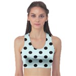 Polka Dots - Black on Light Cyan Women s Sports Bra