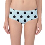 Polka Dots - Black on Light Cyan Mid-Waist Bikini Bottoms