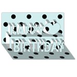 Polka Dots - Black on Light Cyan Happy Birthday 3D Greeting Card (8x4)