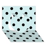 Polka Dots - Black on Light Cyan Heart 3D Greeting Card (7x5)