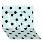 Polka Dots - Black on Light Cyan LOVE 3D Greeting Card (7x5)