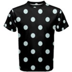 Polka Dots - Light Cyan on Black Men s Cotton Tee