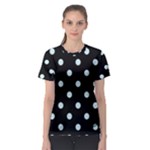 Polka Dots - Light Cyan on Black Women s Sport Mesh Tee