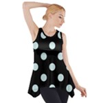 Polka Dots - Light Cyan on Black Side Drop Tank Tunic