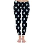 Polka Dots - Light Cyan on Black Winter Leggings