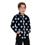 Polka Dots - Light Cyan on Black Wind Breaker (Kids)